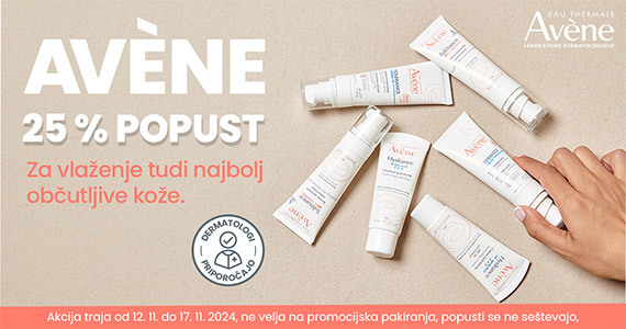 Avene izdelki za vlaženje kože so vam na voljo 25% ugodneje