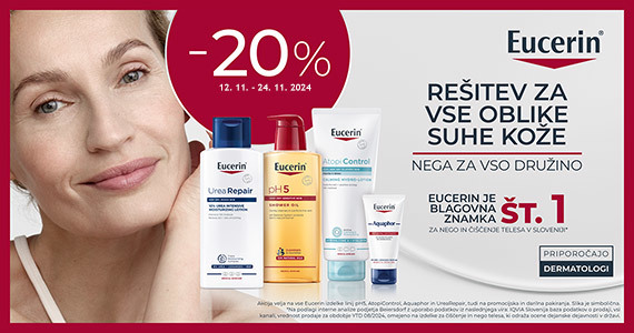 Eucerin izdelki za nego in čiščenje telesa so vam na voljo 20% ugodneje.