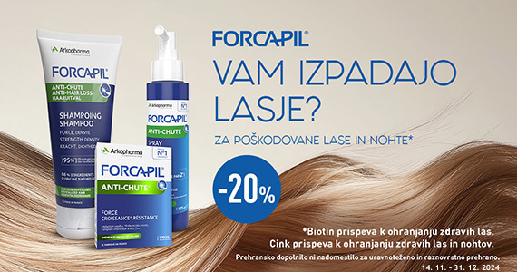 Izdelki Forcapil Anti-Chute so vam na voljo 20% ugodneje.