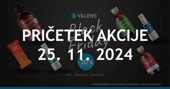 Valens Black Friday na Lekarnar.com: Vsi izdelki Valens so vam na voljo 10% ugodneje.