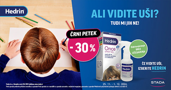 Hedrin Black Friday na Lekarnar.com - Hedrin Once pršilo za odstranjevanje uši vam je na voljo 30% ugodneje.