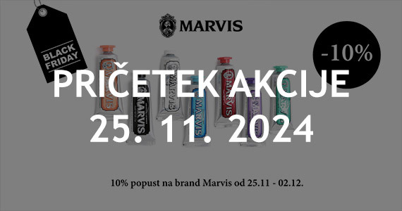 Marvis Black Friday na Lekarnar.com - Vsi izdelki Marvis so vam na voljo 10% ugodneje.