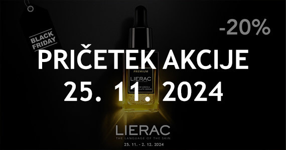 Lierac Black Friday na Lekarnar.com: Kozmetika Lierac vam je na voljo 20% ugodneje.