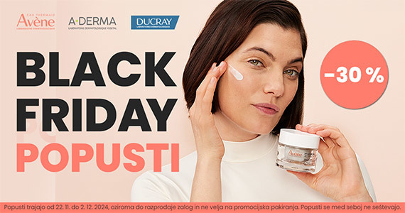 Avene Black Friday na Lekarnar.com - Vsi izdelki Avene so vam na voljo 30% ugodneje.