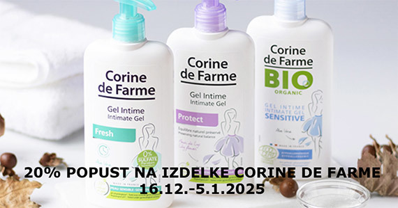 Vsi izdelki Corine de Farme so vam na voljo 20% ugodneje.