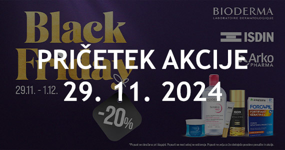 Bioderma Black Friday na Lekarnar.com - Vsi izdelki Bioderma so vam na voljo 20% ugodneje.