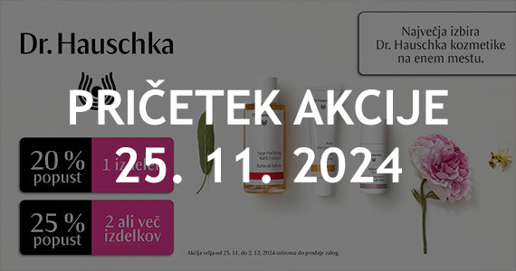 Dr. Hauschka Black Friday na Lekarnar.com - Ob nakupu 1 izdelka Dr. Hauschka prejmete 20% popust, ob nakupu 2 ali več pa kar 25% popust.