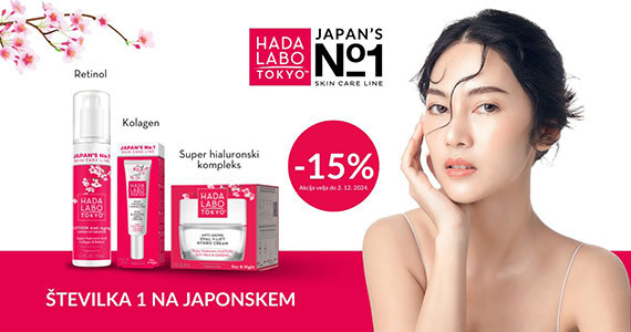 Hada Labo Tokyo Black Friday na Lekarnar.com: Vsi izdelki Hada Labo Tokyo so vam na voljo 15% ugodneje. - Slika 1