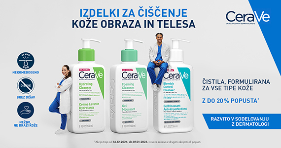 CeraVe izdelki za čiščenje kože obraza in telesa so vam na voljo 20% ugodneje