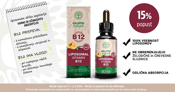 Liposomski vitamin B12 Ekolife Natura vam je na voljo 15% ugodneje.