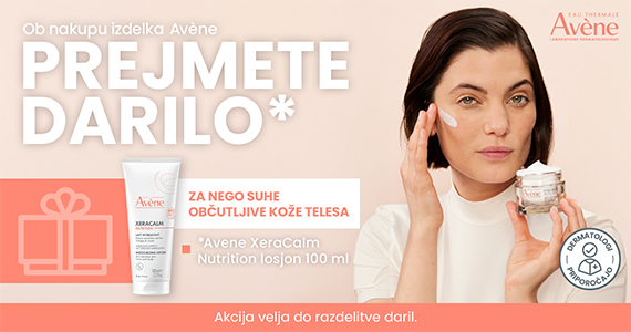 Ob nakupu enega ali več izdelkov Avene prejmete darilo: Avene XeraCalm Nutrition vlažilni losjon (100 ml)