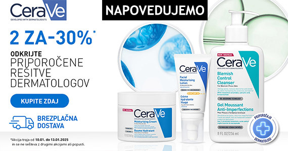 CeraVe vikend na Lekarnar.com: Ob nakupu 2 ali več izdelkov CeraVe prejmete kar 30% popust + Brezplačno dostavo