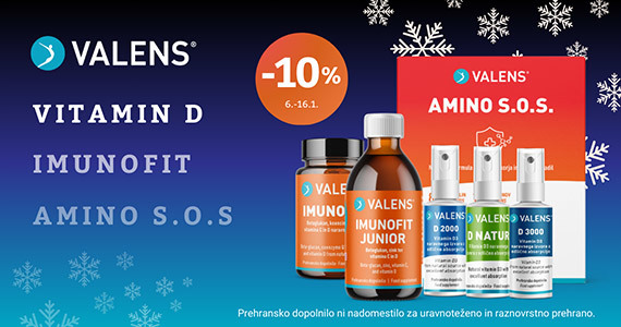 Valens vitamini D, Imunofit in Amino S.O.S. so vam na voljo 10% ugodneje.