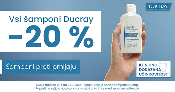 Ducray šamponi so vam na voljo 20% ugodneje.