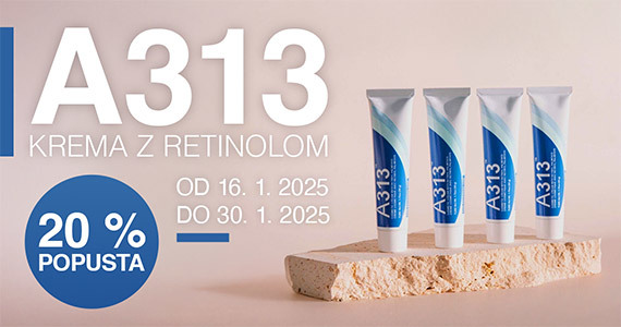 A313 krema z retinil palmitatom vam je na voljo 20% ugodneje.