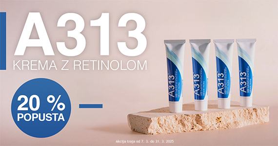 A313 krema z retinil palmitatom vam je na voljo 20% ugodneje.