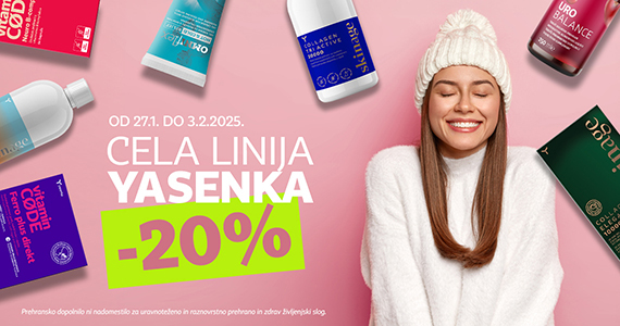 Vsi izdelki Yasenka so vam na voljo 20% ugodneje.