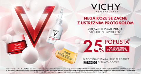 Vichy izdelki za nego obraza so vam na voljo 25% ugodneje + Brezplačna dostava ob nakupu Vichy nad 30€.