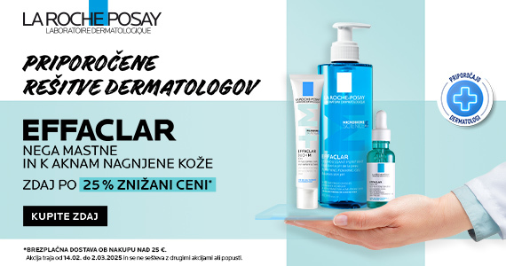 La Roche-Posay Effaclar vam je na voljo 25% ugodneje + Brezplačna dostava ob nakupu LRP nad 25€.