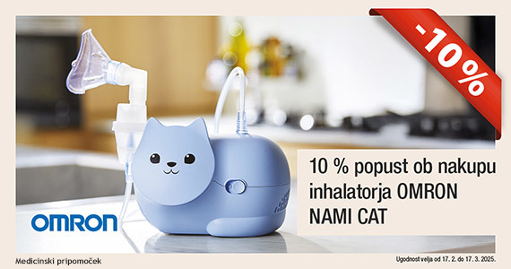 Omron Nami Cat otroški inhalator vam je na voljo 10% ugodneje.