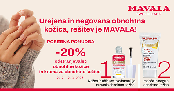 Izbrana izdelka Mavala sta vam na voljo 20% ugodneje.