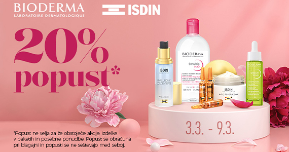 Vsi izdelki Bioderma in ISDIN so vam na voljo 20% ugodneje