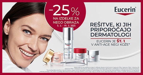 Izdelki Eucerin za nego obraza so vam na voljo kar 25% ugodneje.