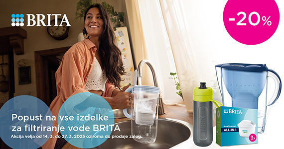 Vsi izdelki Brita so vam na voljo 20% ugodneje.