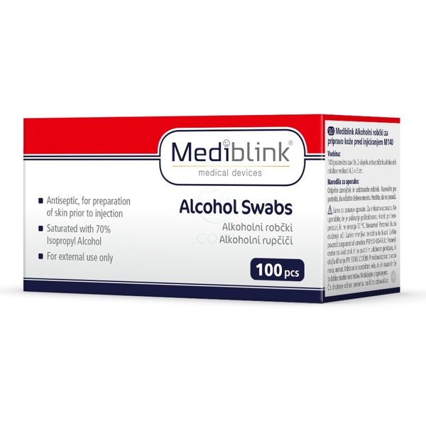 Mediblink M140, alkoholni robčki (100 robčkov)