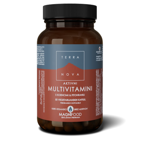 Terranova aktivni multivitamini s koencimi in fitohranili, kapsule (50 kapsul)