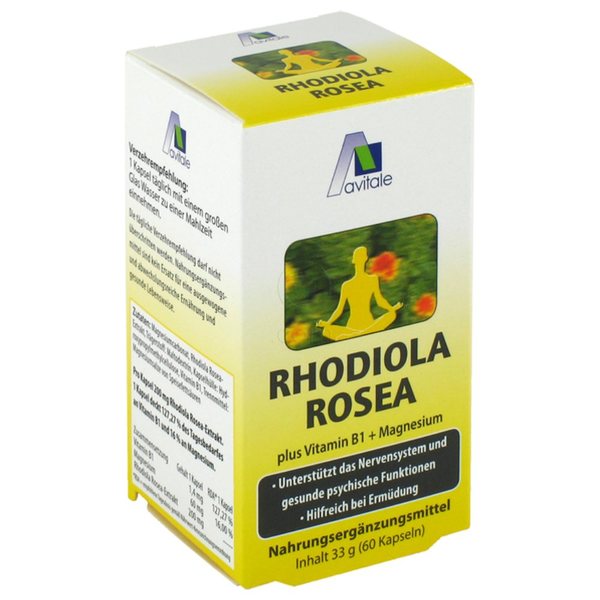 Avitale Rhodiola (rožni koren) z magnezijem in vitaminom B1, kapsule (60 kapsul)