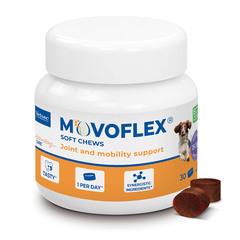 Movoflex Virbac, mehke žvečilke za podporo sklepom in gibljivosti za pse od 15 - 35 kg - velikost M (30 žvečilk)