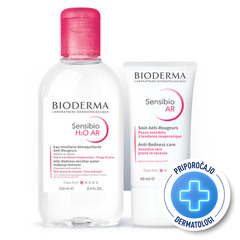 Bioderma Sensibio AR, paket za nego rdečice - krema AR in micelarna voda (40 ml + 250 ml)