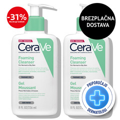 CeraVe, duo penasti čistilni gel za normalno do mešano kožo - čiščenje (2 x 236 ml)