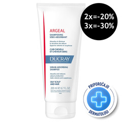 Ducray Argeal, šampon za absorbcijo sebuma za mastne lase (200 ml)