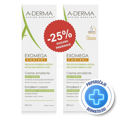 A-Derma Exomega Control, emolientna krema - paket (2 x 200 ml)