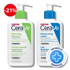 CeraVe, dnevni protokol za suho kožo telesa - čiščenje in nega (2 x 236 ml) 