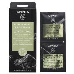  Apivita Express Beauty, maska za obraz z zeleno glino (2 x 8 ml) 