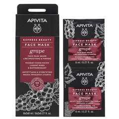 Apivita Express Beauty, maska za obraz z grozdjem (2 x 8 ml)