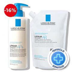 LRP Lipikar, Syndet + eko polnilo za suho kožo nagnjeno k atopiji - čiščenje (2 x 400 ml)