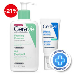 CeraVe, protokol za dnevno nego obraza za normalno do mešano kožo - čiščenje in nega (236 ml + 50 ml)