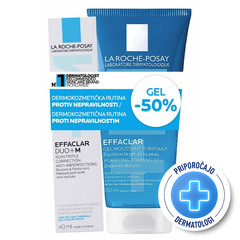 LRP Effaclar, paket - Duo+M krema in čistilni gel (40 ml + 200 ml)