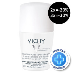 Vichy Deo, deodorant 48-urni antitranspirant za občutljivo in depilirano kožo (50 ml)