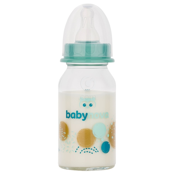 Baby-Nova, dekorirana steklena steklenička - pretok S (120 ml)