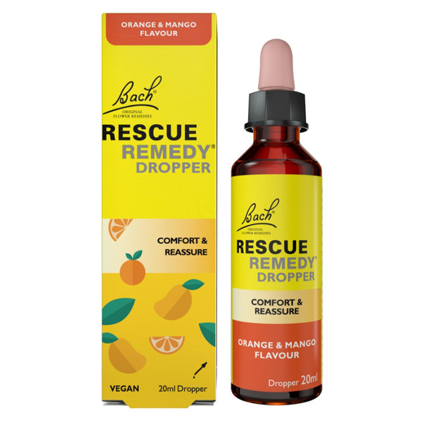 Bach Rescue, kapljice - okus pomaranča in mango (20 ml)