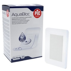 PIC Aquabloc, antibakterijski pooperativni obliži - 15 x 10 cm (50 obližev) 