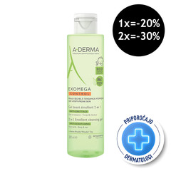 A-Derma Exomega Control, emolientni čistilni gel 2v1 (200 ml)