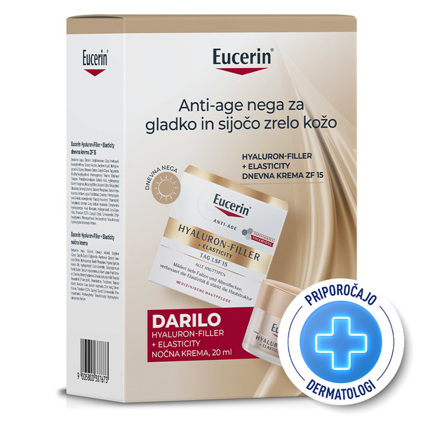 Eucerin Hyaluron-Filler + Elasticity, darilni set - dnevna krema ZF15 ml + nočna krema (50 ml + 20 ml)