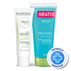 Bioderma Sebium Hydra, paket za oslabljeno kožo obraza (40 ml + 100 ml)