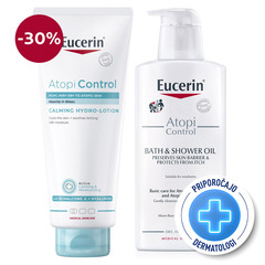 Eucerin AtopiControl, rutina za nego kože pri atopijskem dermatitisu (400 ml + 400 ml)